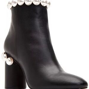 Katy Perry Collections Black Ankle Boots with Pearl Accents
